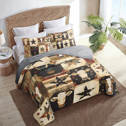 Shineful All Season Quilt 3-Piece Set Cow Country Star