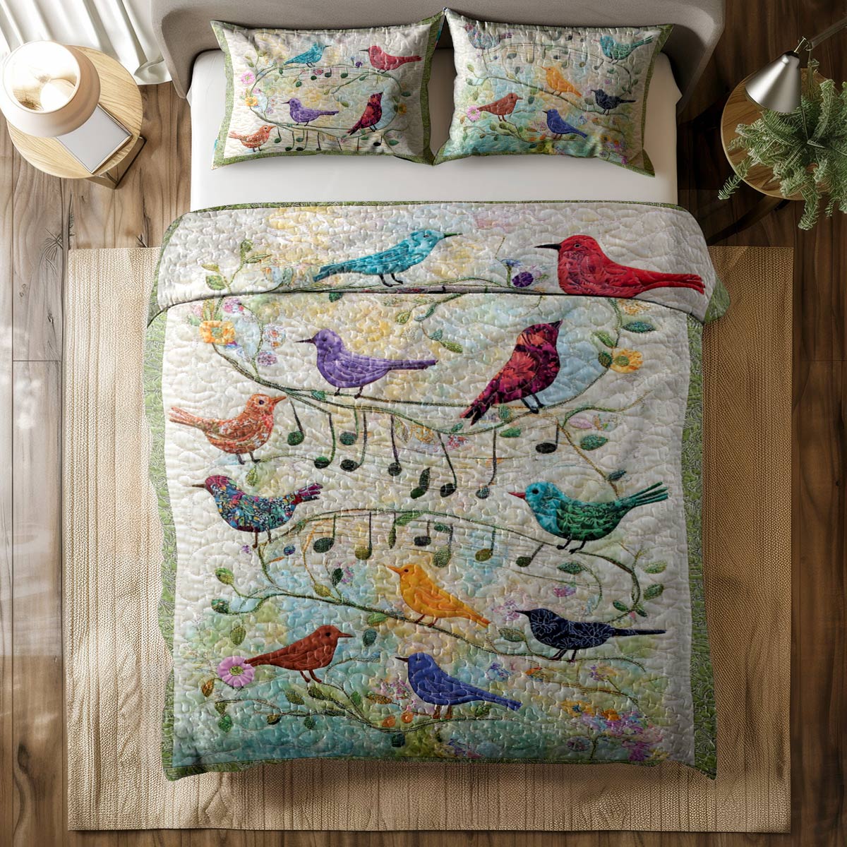 Shineful All Season Quilt 3-Piece Set Singing Birds