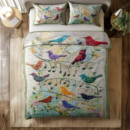 Shineful All Season Quilt 3-Piece Set Singing Birds