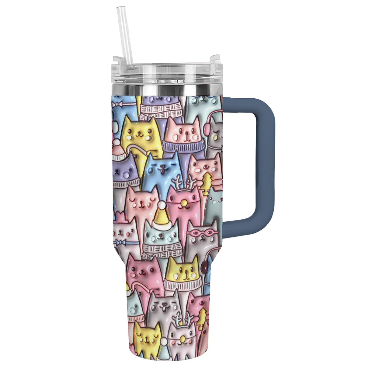 Cat 40 Oz Shineful™ Tumbler 3D Nl09 Navy 40Oz