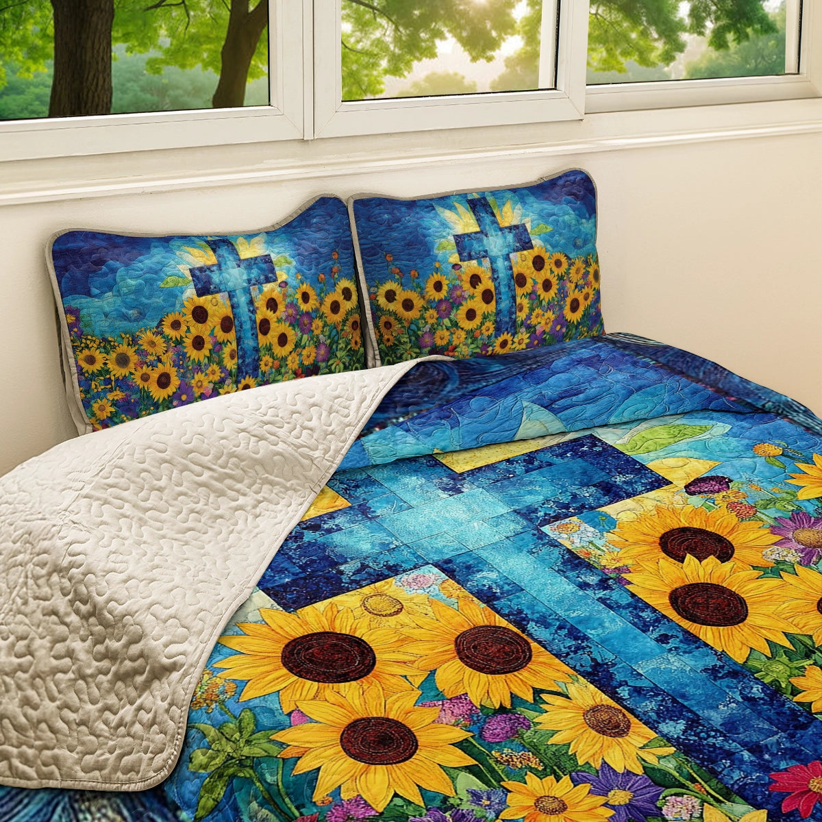 Shineful All Season Quilt 3-Piece Set - Graceful Floral God