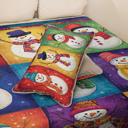 Shineful All Season Quilt 3-Piece Set - Christmas Jolly Snowmen