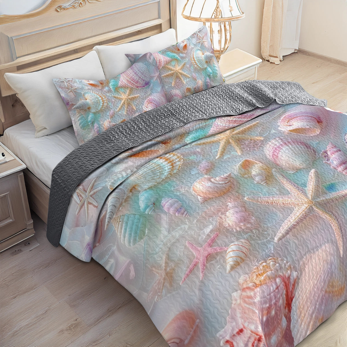 Shineful All Season Quilt 3-Piece Set - Seashell Whisper