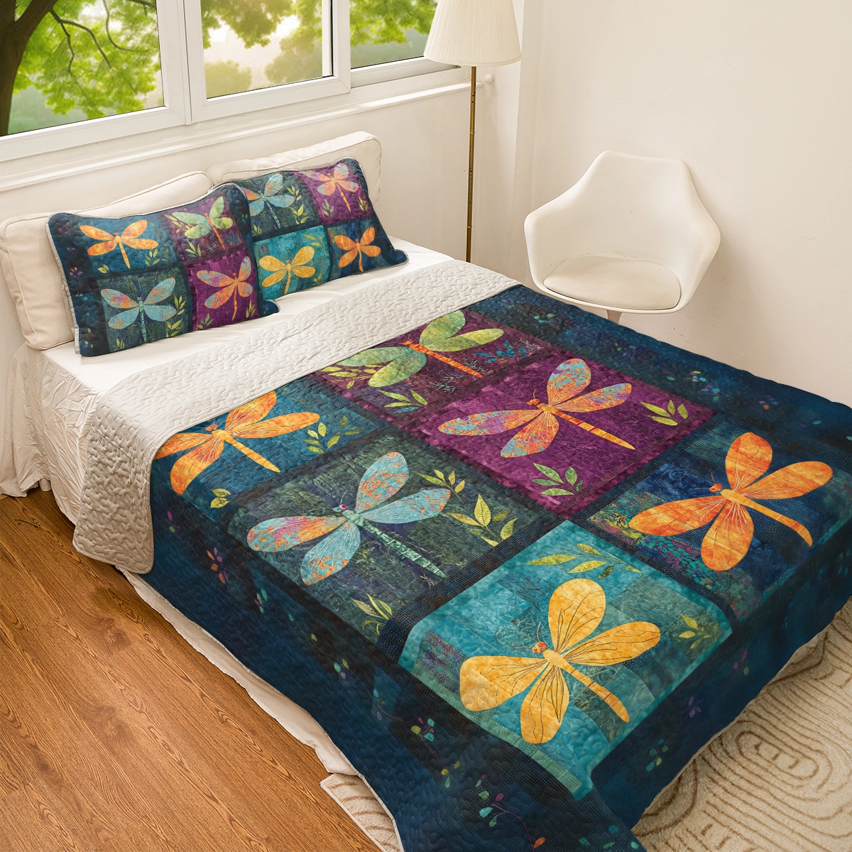 Shineful All Season Quilt 3-Piece Set Dragonfly Dreamscape