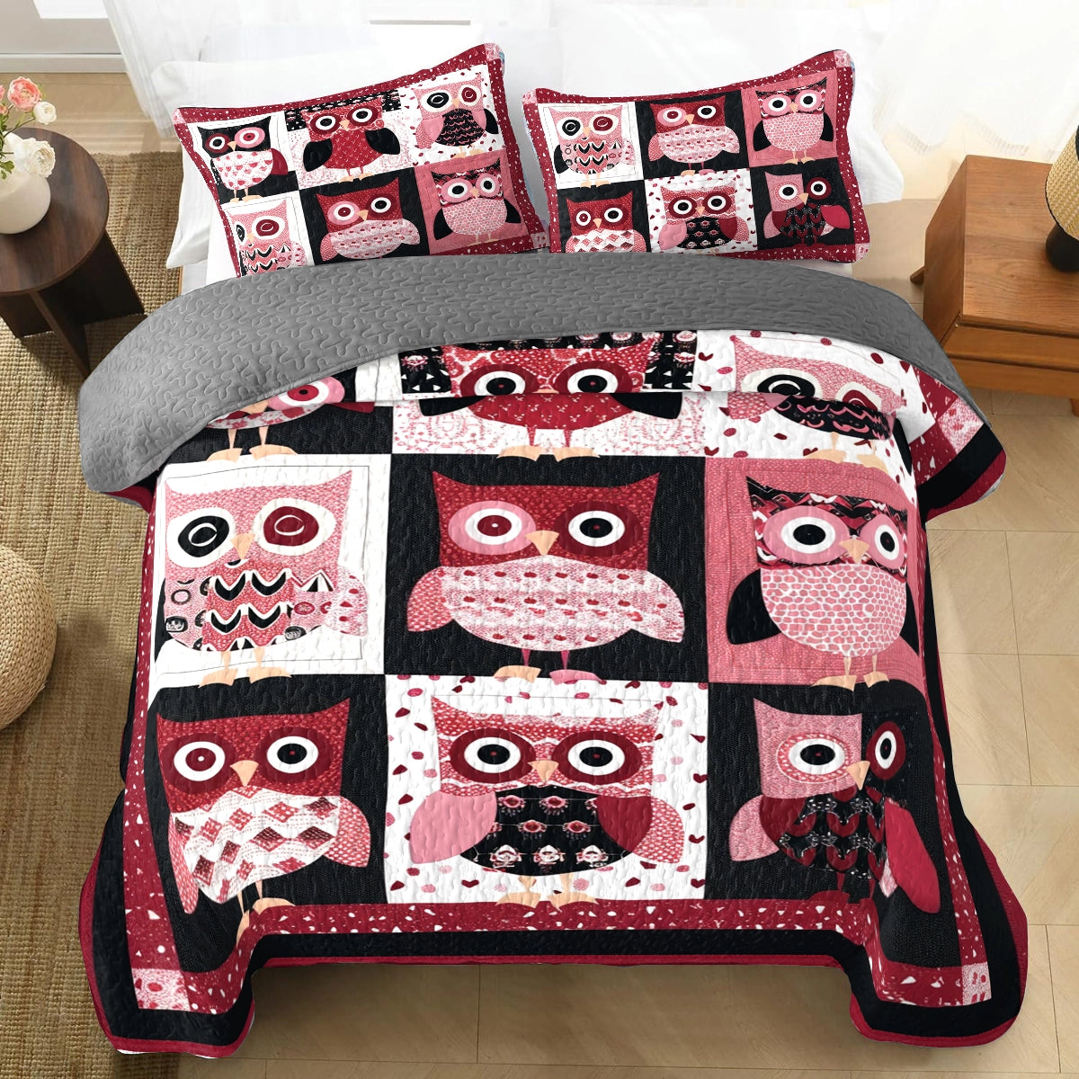 Shineful All Season Quilt 3-Piece Set Cozy Owl