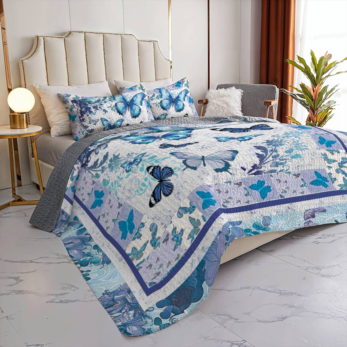 Shineful All Season Quilt 3-Piece Set Butterfly Elegance Quilt