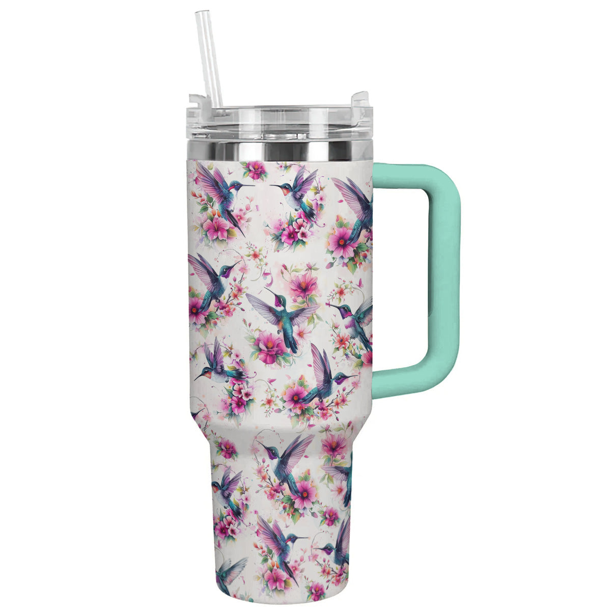 Humming Bird 40 Oz Shineful™ Tumbler Pattern Nl09 Turquoise Blue 40Oz