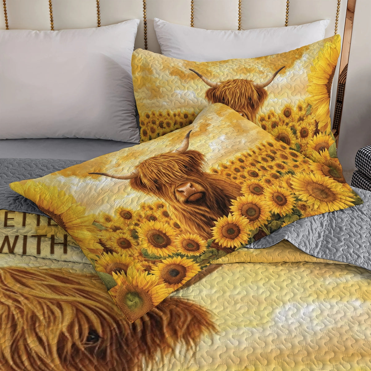 Shineful All Season Quilt 3-teiliges Set – Sunflower Snuggles Highland Cow