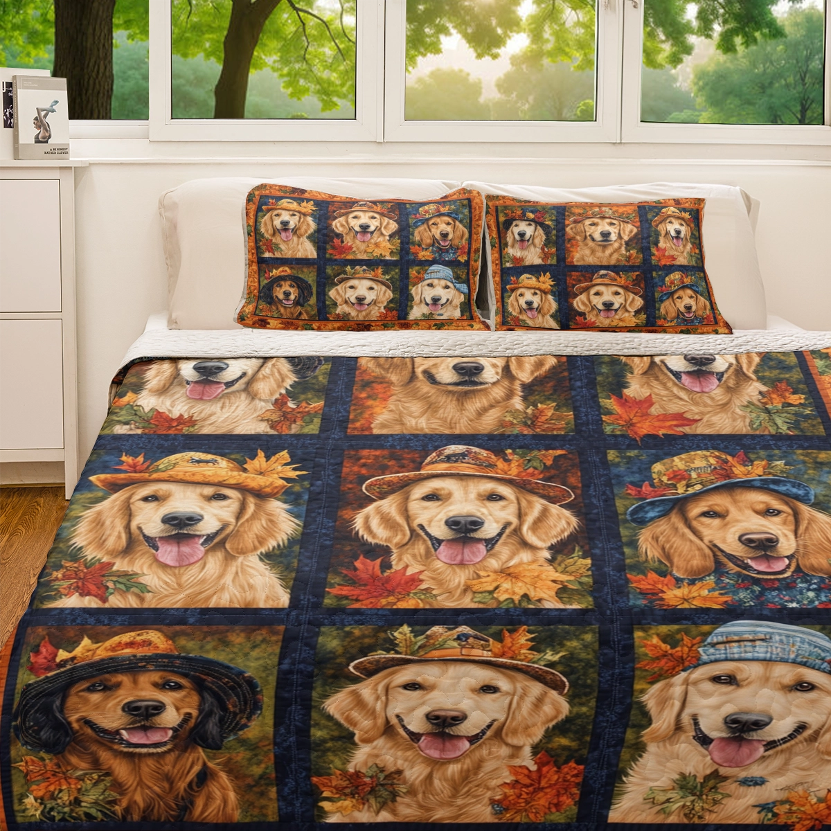 Shineful All Season Quilt 3-Piece Set Golden Autumn Friends