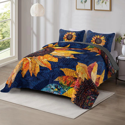 Shineful All Season Quilt 3-Piece Set Radiant Sunflower