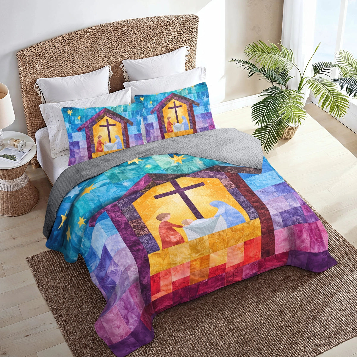 Shineful All Season Quilt 3-Piece Set God Nativity Glow