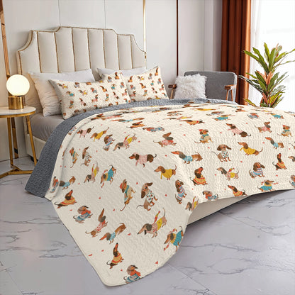 Shineful All Season Quilt 3-Piece Set Dachshund Fashion