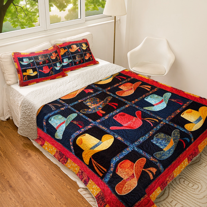 Shineful All Season Quilt 3-Piece Set Cowboy Wild West Patchwork