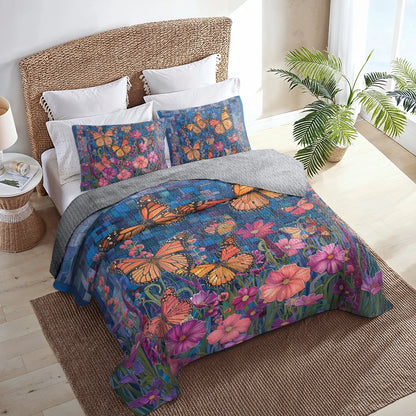 Shineful All Season Quilt 3-Piece Set  Vibrant and Beautiful Butterfly