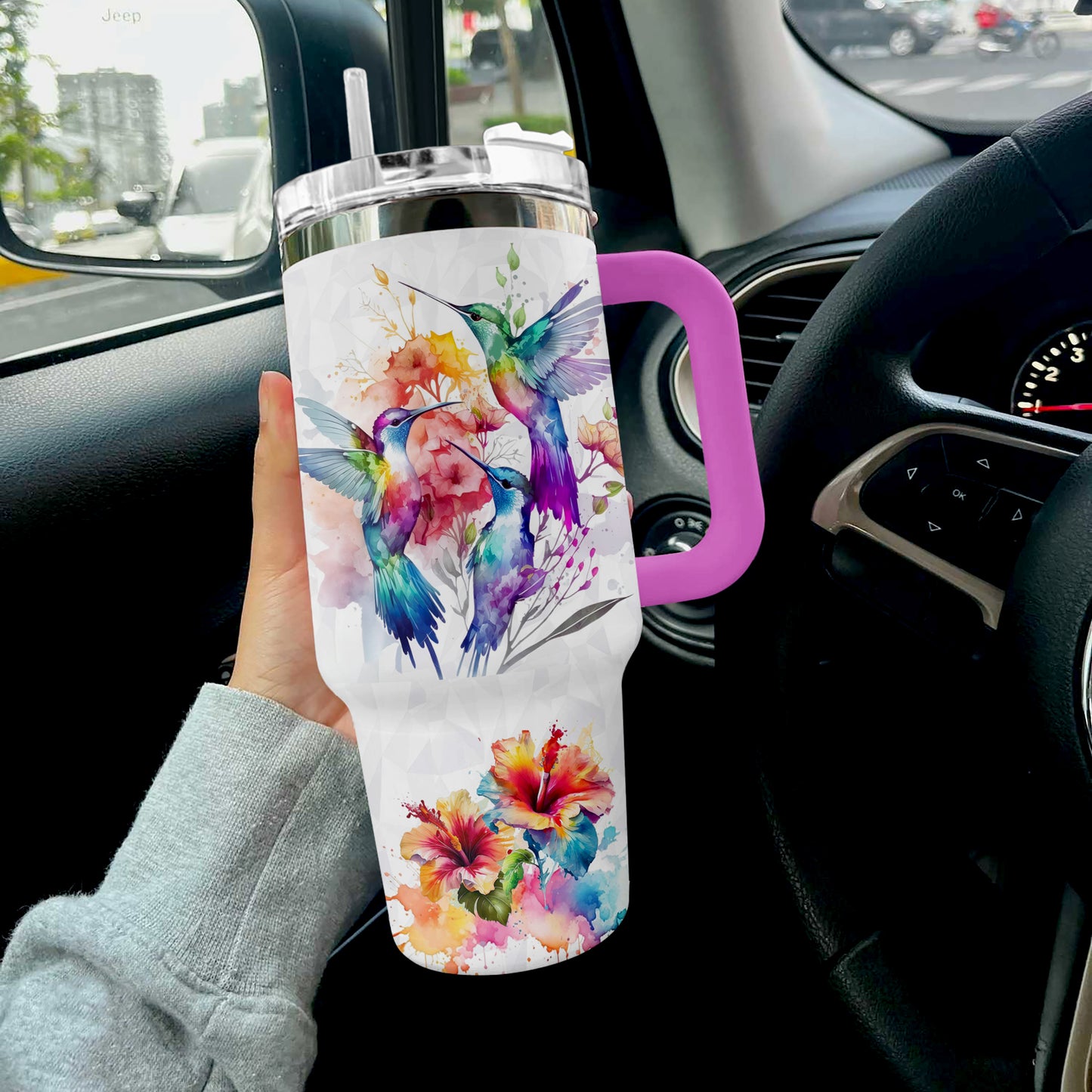 Shineful Tumbler Hummingbird Watercolor