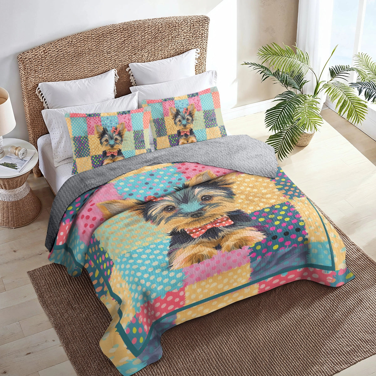 Shineful All Season Quilt 3-teiliges Set mit gepunkteten Yorkies