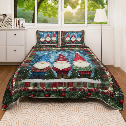 Shineful All Season Quilt 3-Piece Set - Cozy Christmas Gnome