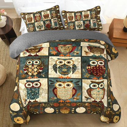 Shineful All Season Quilt 3-Piece Set Warmth Owl