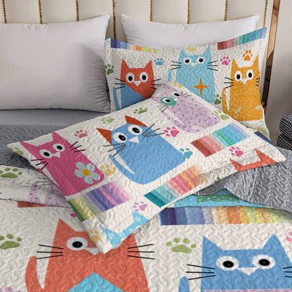 Shineful All Season Quilt 3-Piece Set Colorful Kitten