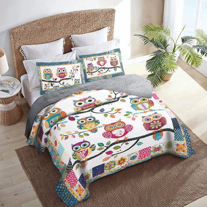 Shineful All Season Quilt 3-Piece Set Cheerful Owl