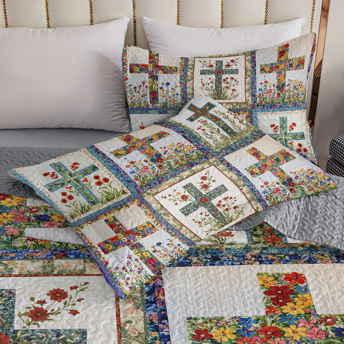 Shineful All Season Quilt 3-Piece Set God Floral Faith