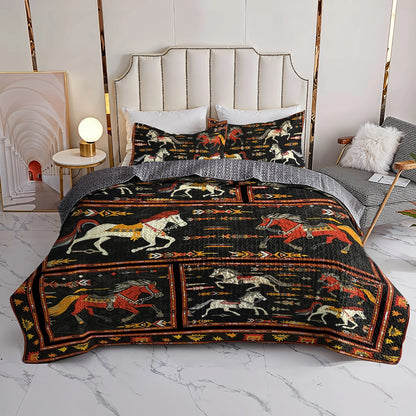 Shineful All Season Quilt 3-Piece Set Horse Mustang Majesty