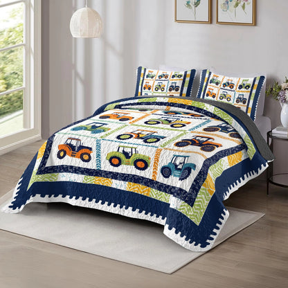 Shineful All Season Quilt 3-Piece Set Farm Bright Tractor