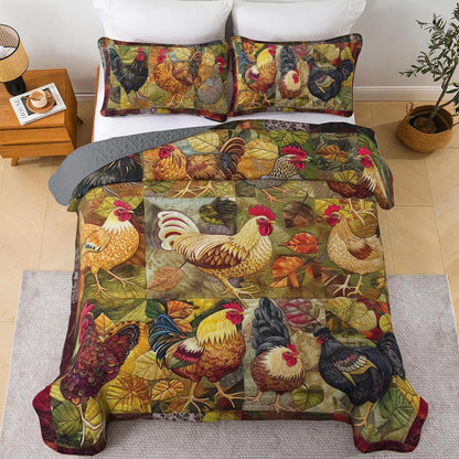 Shineful All Season Quilt 3-Piece Set Harvest Chicken