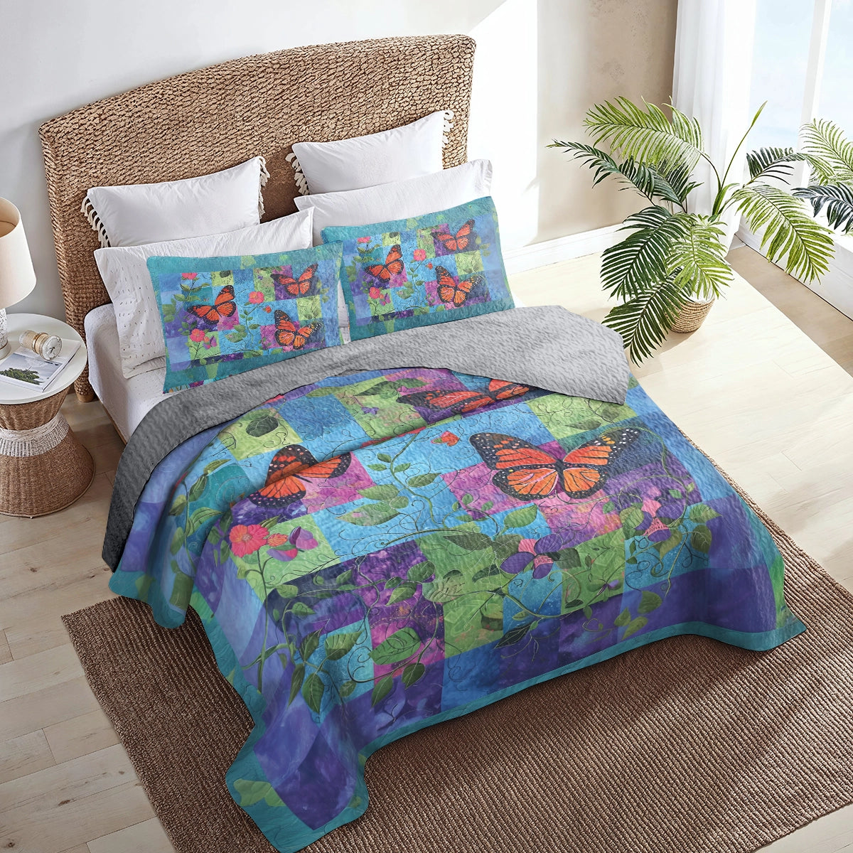 Shineful All Season Quilt 3-Piece Set Butterfly Haven