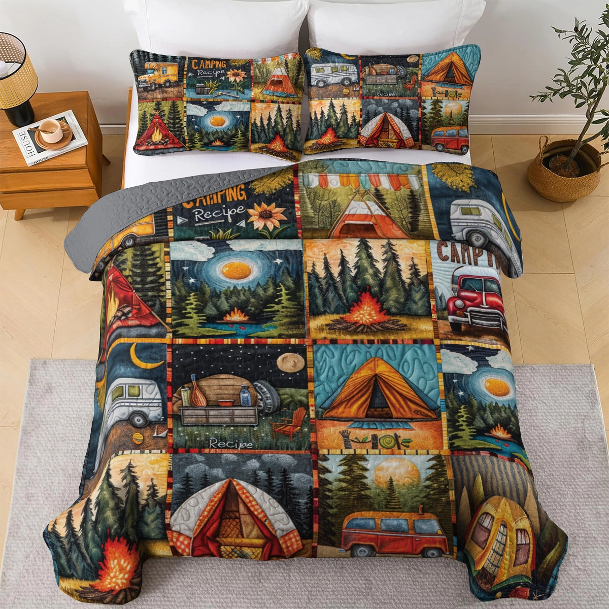 Shineful All Season Quilt 3-Piece Set Camping Wilderness Retreat