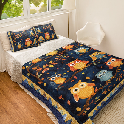 Shineful All Season Quilt 3-Piece Set - Autumn Owls