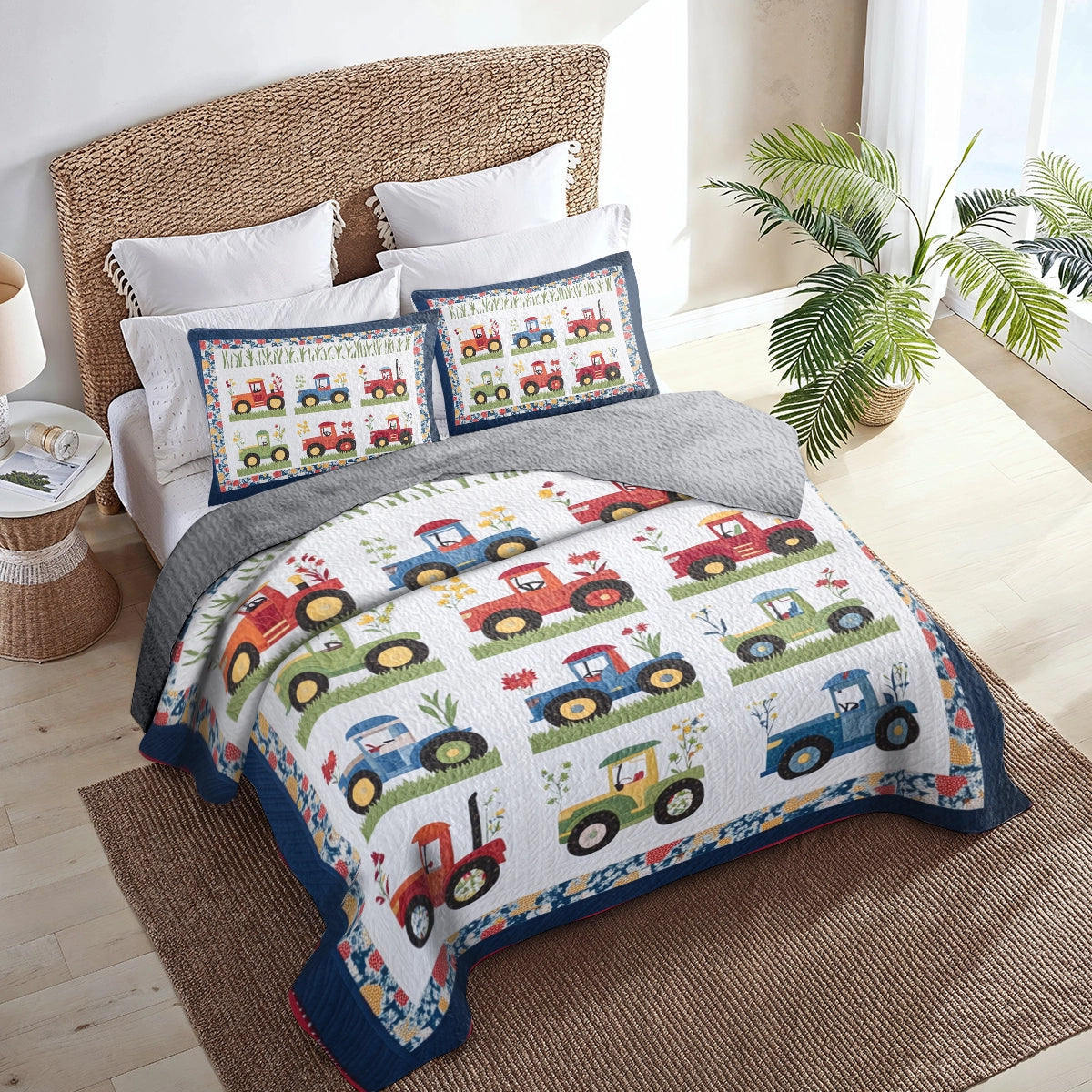 Shineful All Season Quilt 3-Piece Set Tractor Treasures