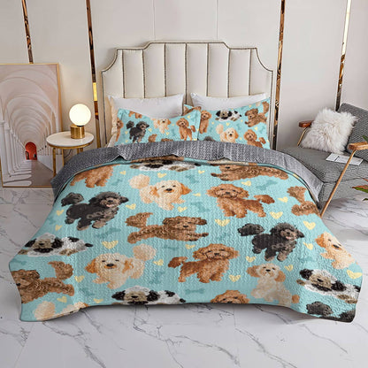 Shineful All Season Quilt 3-Piece Set Poodle Cute