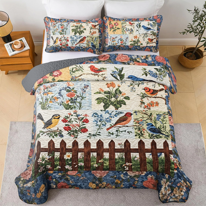 Shineful All Season Quilt 3-Piece Set Bird Garden Melody Blis