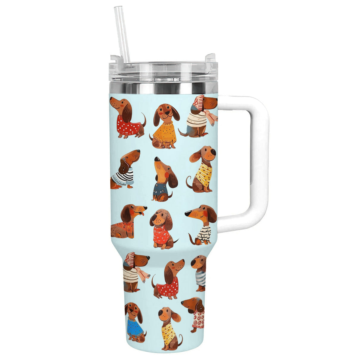 40 Oz Dachshund Shineful™ Tumbler Dachshunds Blue Nl09 White 40Oz