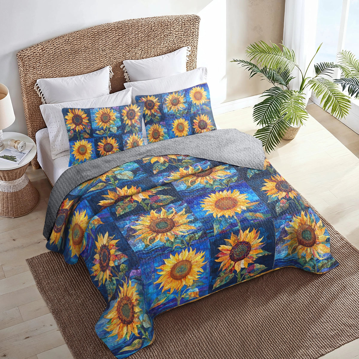 Shineful All Season Quilt 3-teiliges Set Vibrant Sunflower Dreams