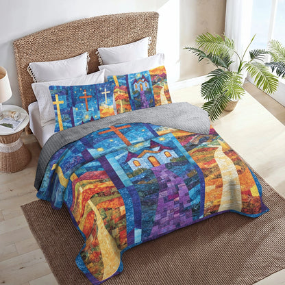 Shineful All Season Quilt 3-Piece Set God Pathway to Peace