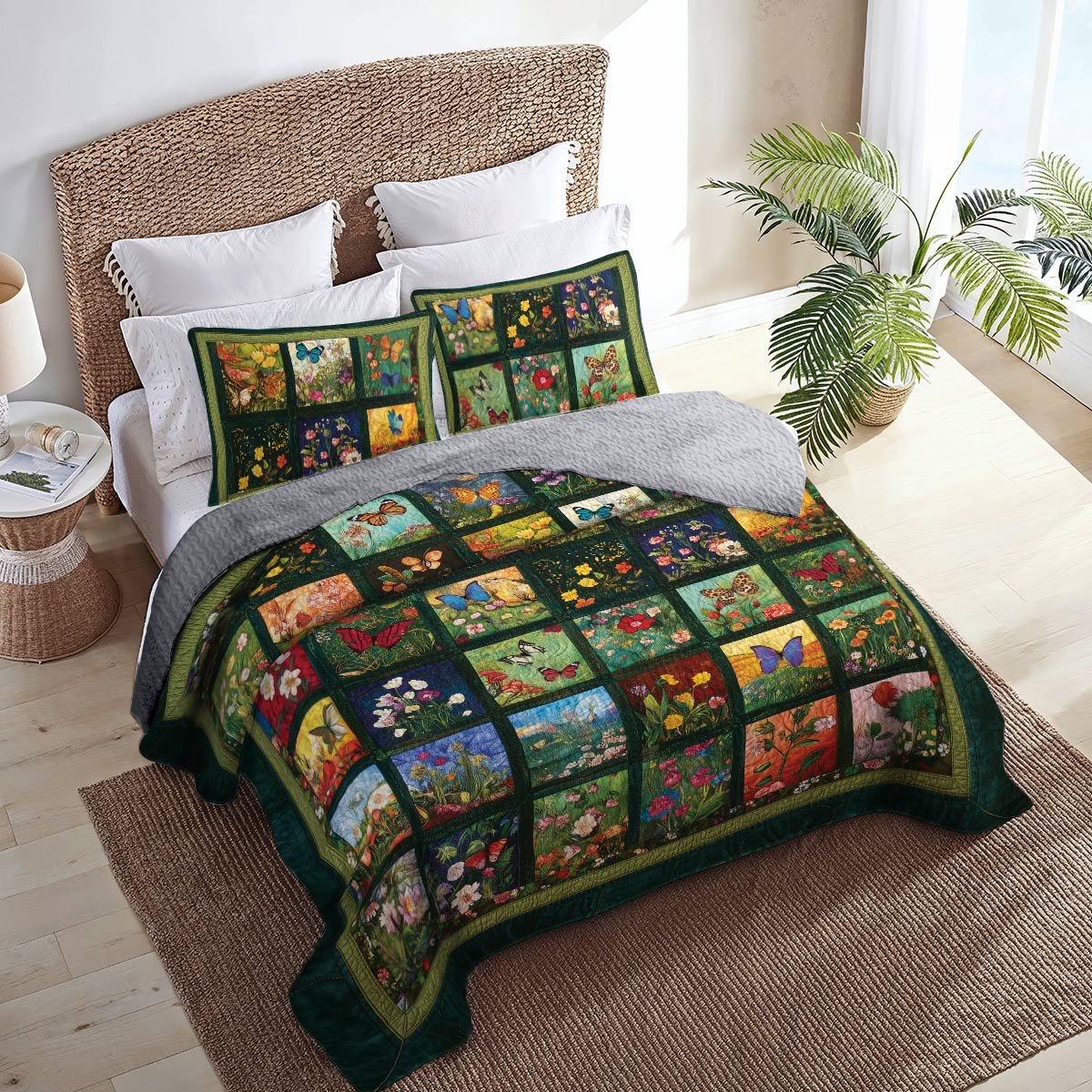 Shineful All Season Quilt 3-Piece Set Butterfly Garden