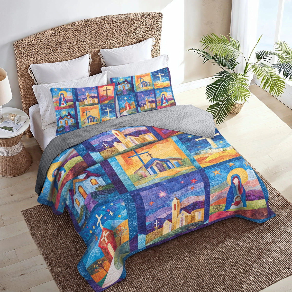 Shineful All Season Quilt 3-Piece Set God Churches of Faith