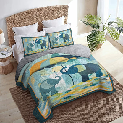 Shineful All Season Quilt 3-Piece Set Elephant Gentle Giants