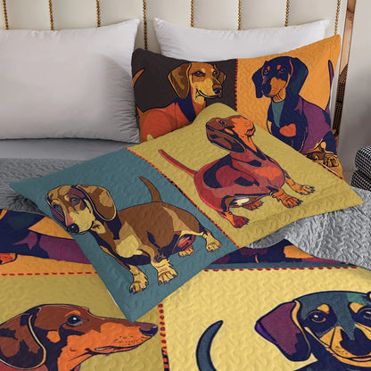 Shineful All Season Quilt 3-Piece Set Dachshund Palette Patchwork