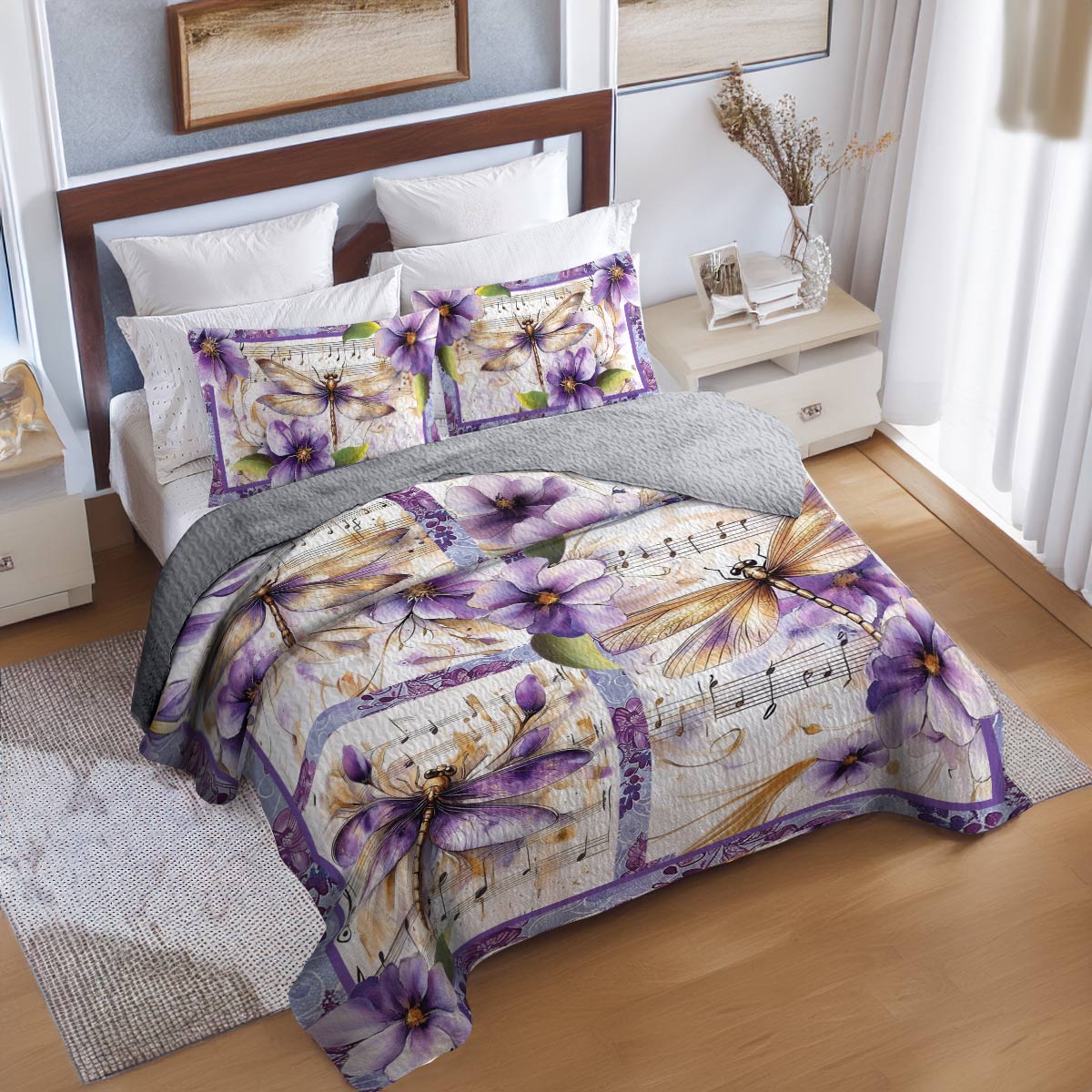 Shineful All Season Quilt 3-Piece Set Harmony Dragonfly