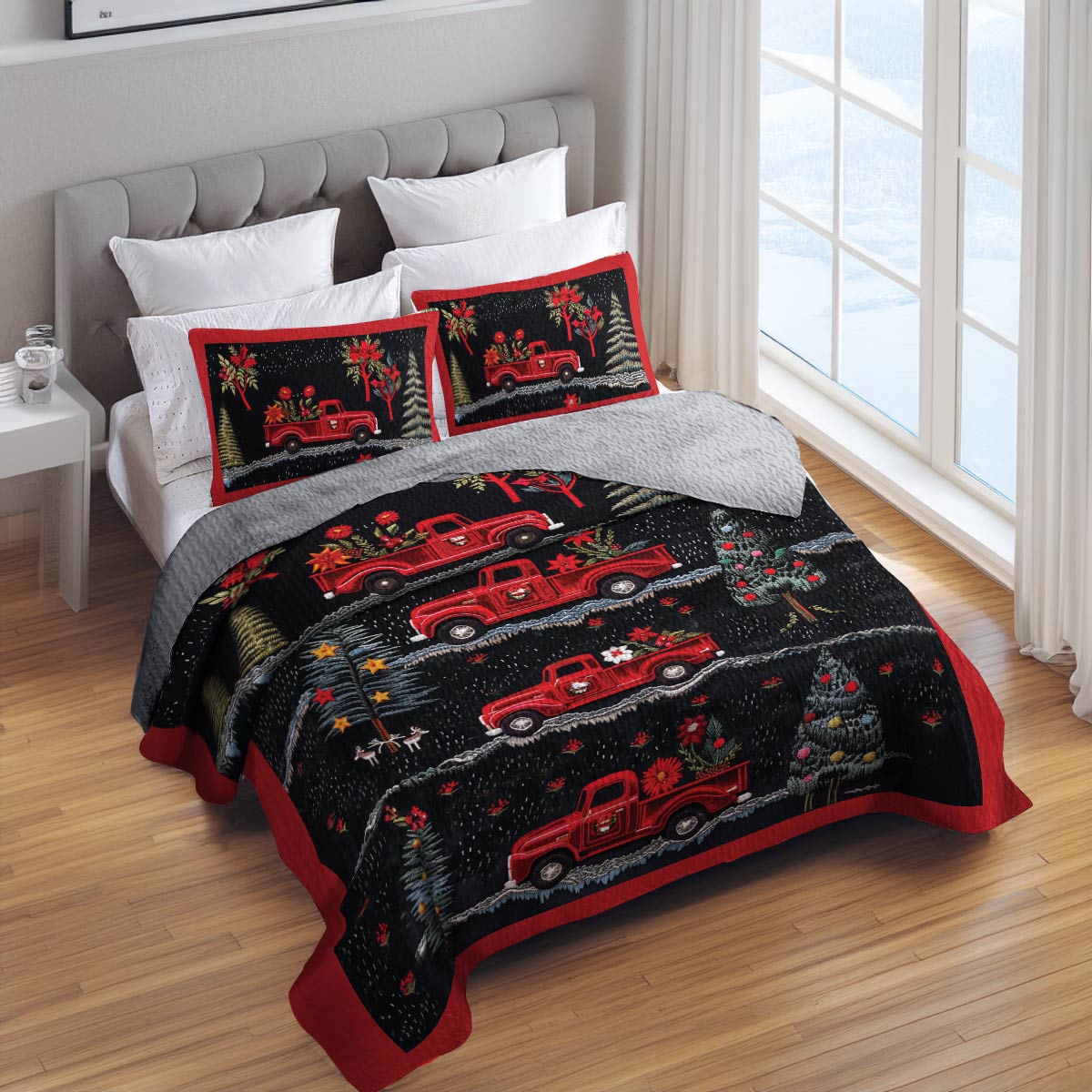 Shineful All Season Quilt 3-Piece Set Festive Truck