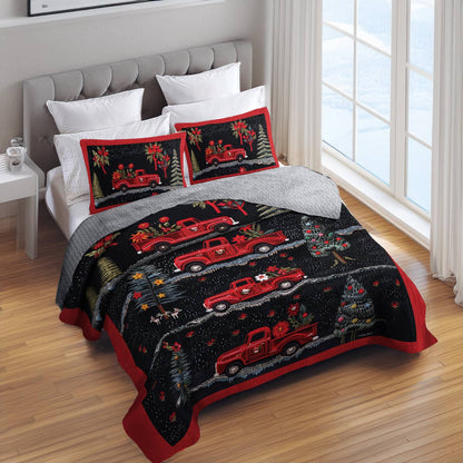 Shineful All Season Quilt 3-Piece Set Festive Truck