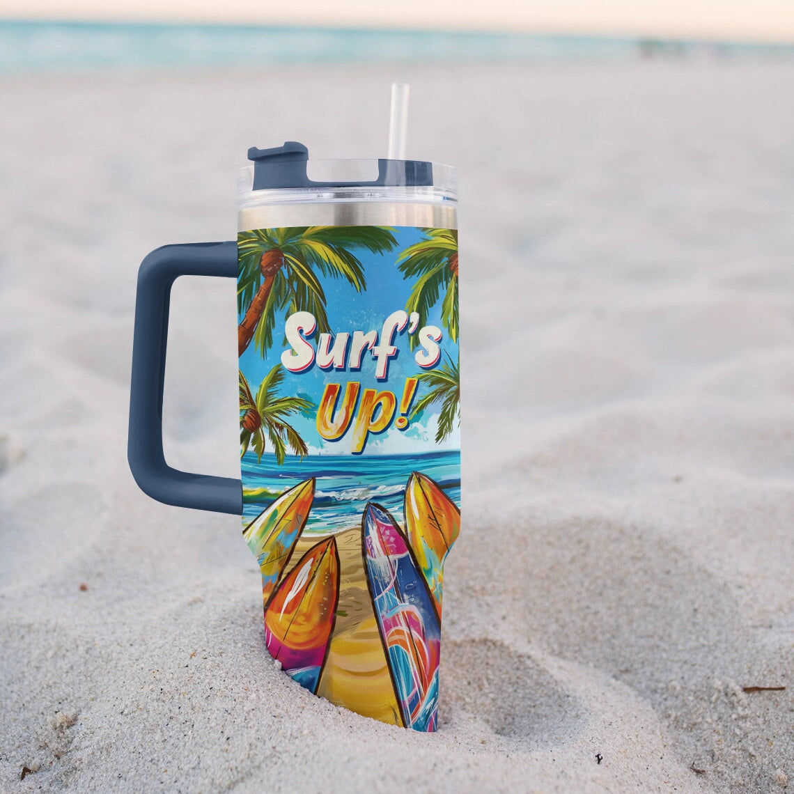 Shineful Tumbler Surfing Tropical Wave