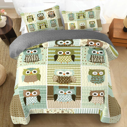 Shineful All Season Quilt 3-Piece Set Serene Owl