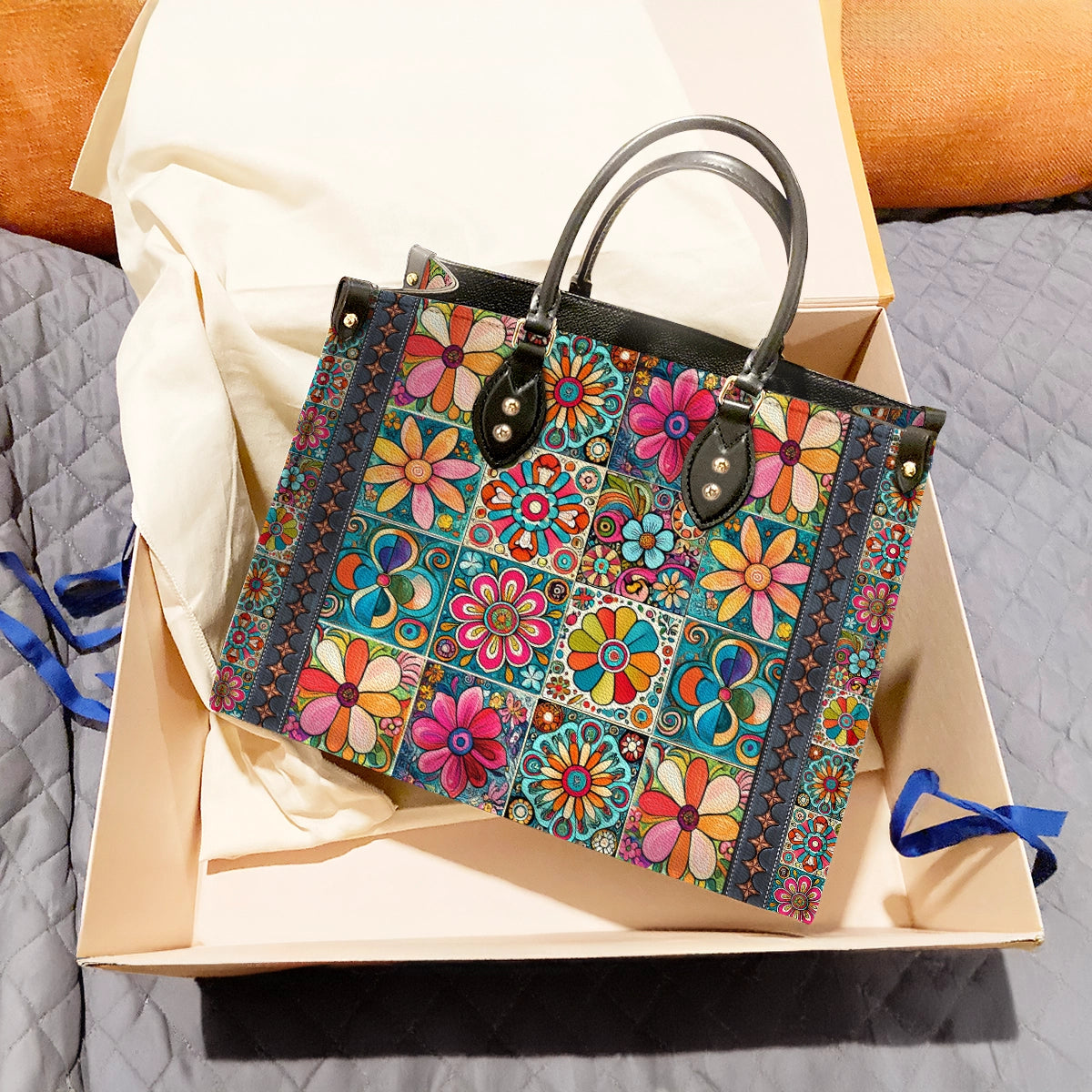 Sac en cuir brillant Hippie Groovy Garden