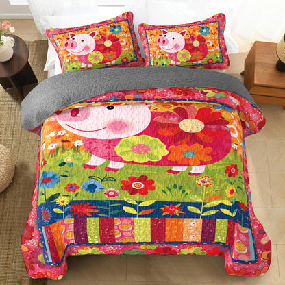 Shineful All Season Quilt 3-Piece Set Piggy Playtime