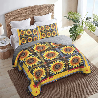 Shineful All Season Quilt 3-Piece Set Sunflower Sunny Meadow