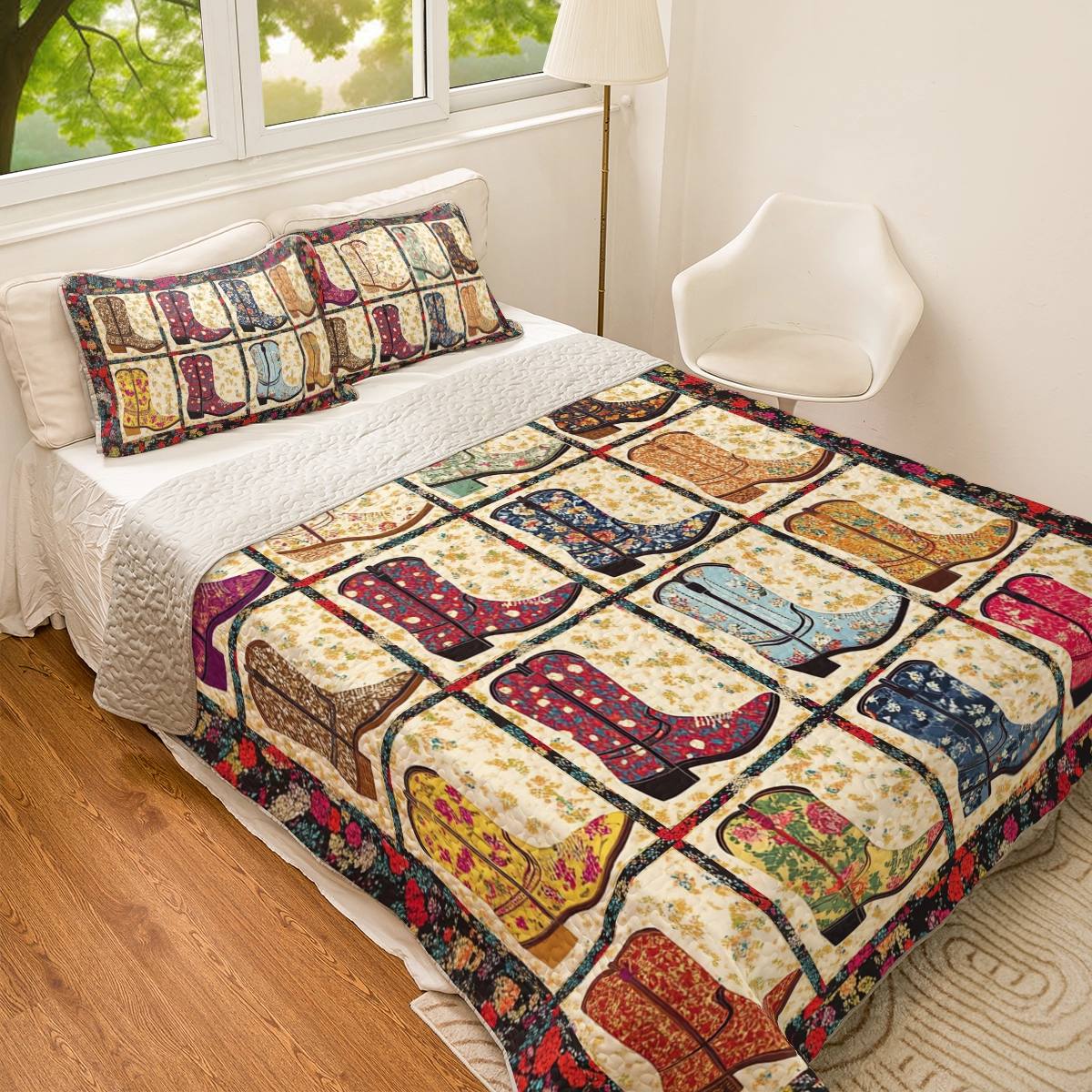 Shineful All Season Quilt 3-Piece Set Floral Cowgirl Dreams